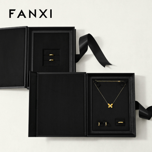 FANXI High-end Black PU leather Velvet Jewelry Box