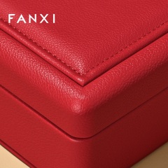 FANXI Fashion Red Faux Fur Leather Jewelry Box