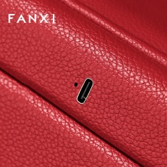 FANXI Fashion Red Faux Fur Leather Jewelry Box