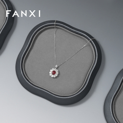 FANXI Factory Grey PU Leather Jewelry Display Plate
