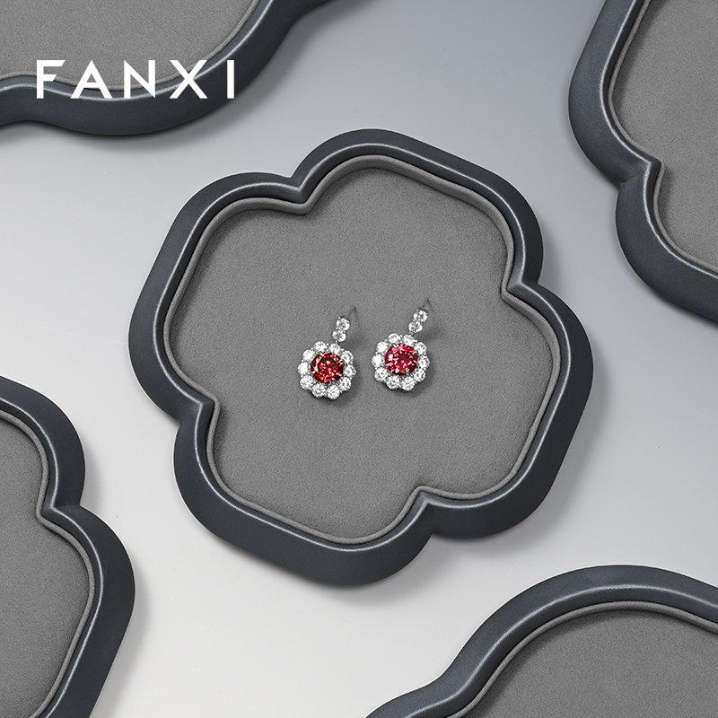 FANXI Factory Grey PU Leather Jewelry Display Plate