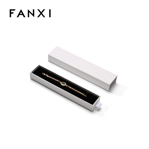 FANXI Custom White Vlevet Paper Long Chain Box