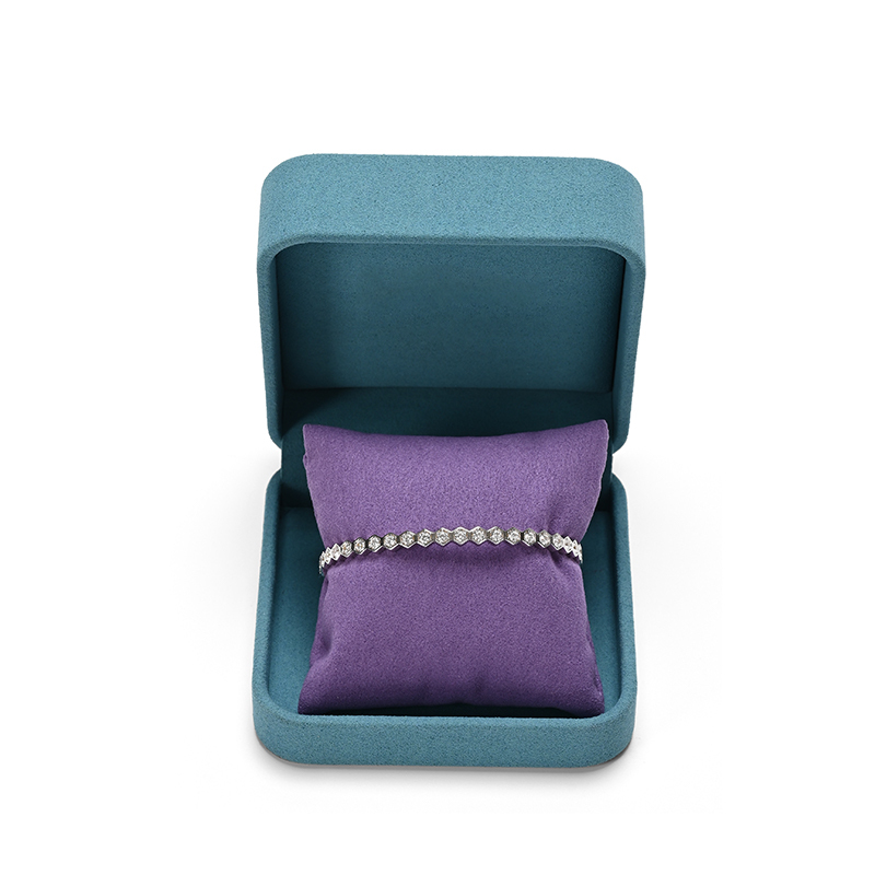 FANXI Custom Blue Microfiber Ear Studs Bracelet Box