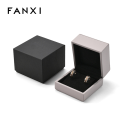 FANXI Custom Black PU Leather Microfiber Ear Nail Box