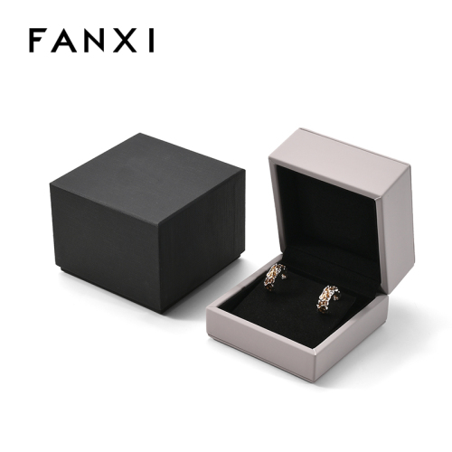 FANXI Custom Black PU Leather Microfiber Ear Nail Box