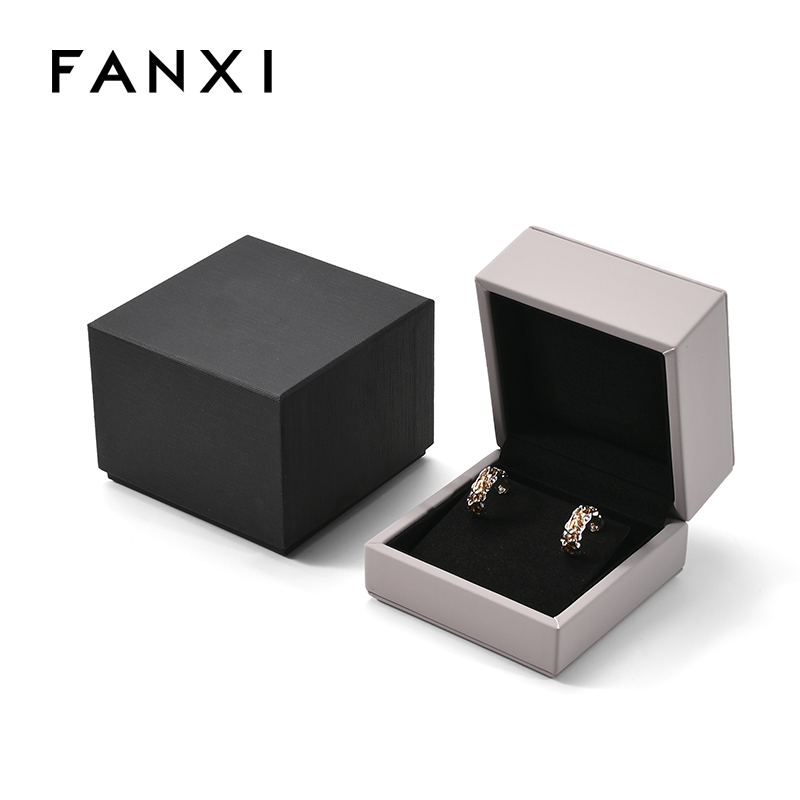 FANXI Custom Black PU Leather Microfiber Ear Nail Box