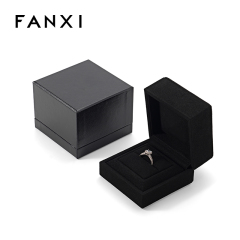 FANXI Custom Black PU Leather Microfiber Ring Box