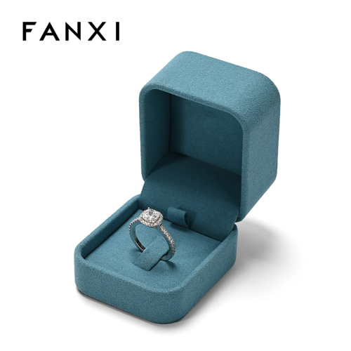 FANXI Custom Blue Microfiber Ring Box