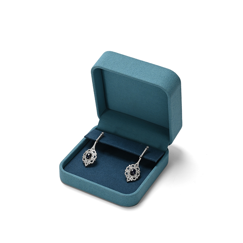 FANXI Custom Blue Microfiber Ear Studs Bracelet Box