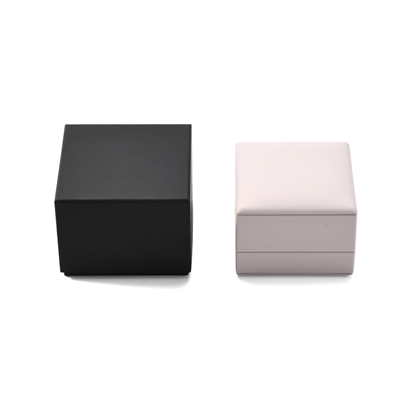 FANXI Custom Black Pink PU Leather Microfiber Ring Box