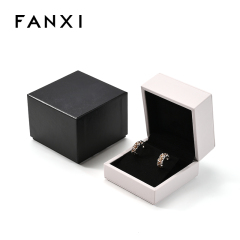 FANXI Custom Black PU Leather Microfiber Ear Nail Box