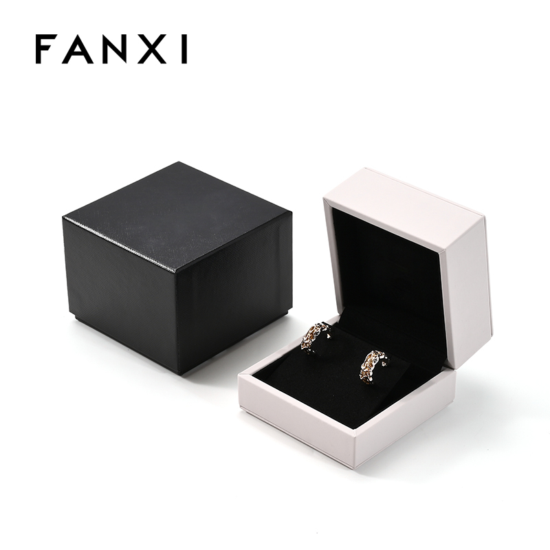 FANXI Custom Black PU Leather Microfiber Ear Nail Box
