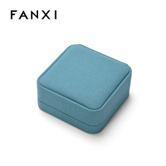 FANXI Custom Blue Microfiber Ear Studs Bracelet Box