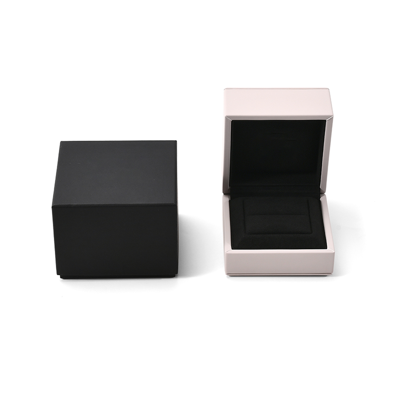FANXI Custom Black Pink PU Leather Microfiber Ring Box