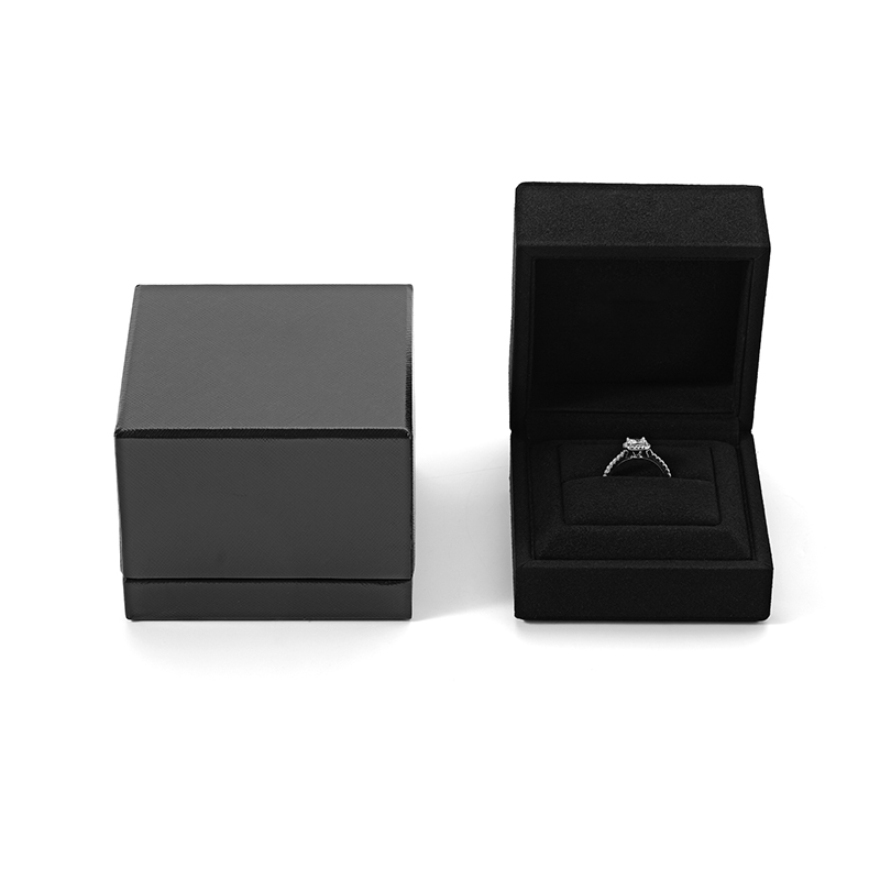 FANXI Custom Black PU Leather Microfiber Ring Box