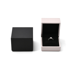 FANXI Custom Black Pink PU Leather Microfiber Ring Box