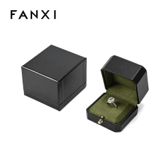 FANXI Custom Green PU Leather Faux Suede Ring Box