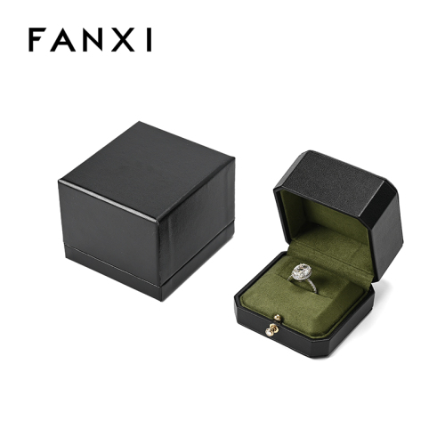 FANXI Custom Green PU Leather Faux Suede Ring Box