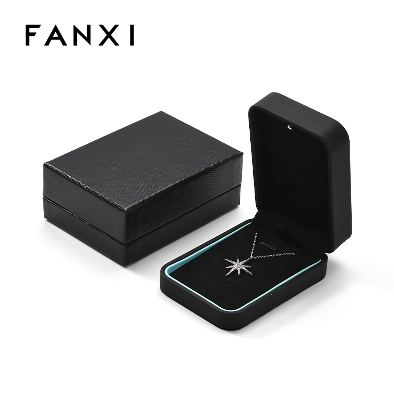 FANXI Custom Black PU Leather Microfiber Locket Box