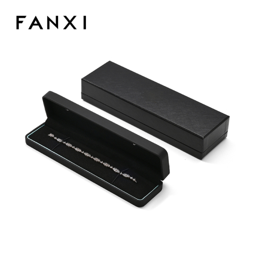 FANXI Custom Black PU Leather Microfiber Bracelet Box