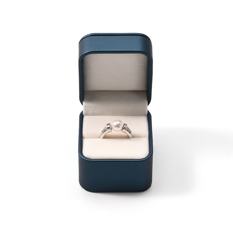 FANXI Custom Blue PU Leather Velvet Ring Box