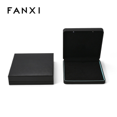 FANXI Custom Black PU Leather Microfiber Necklace Box