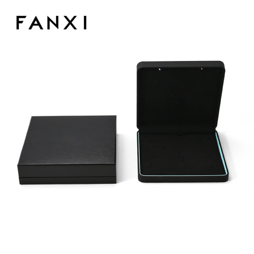 FANXI Custom Black PU Leather Microfiber Necklace Box