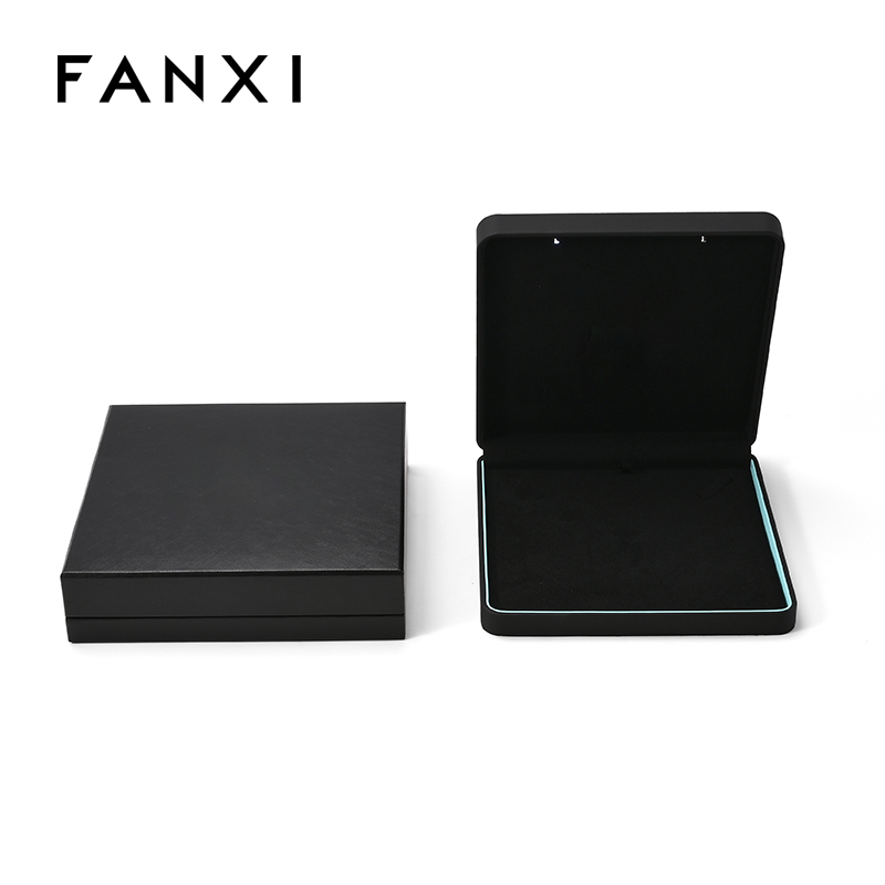 FANXI Custom Black PU Leather Microfiber Necklace Box