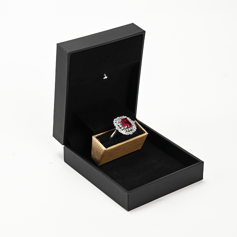 FANXI Custom Black Leatherette Paper Microfiber Ring Box