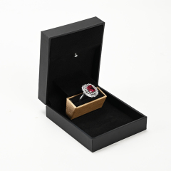 FANXI Custom Black Leatherette Paper Microfiber Ring Box