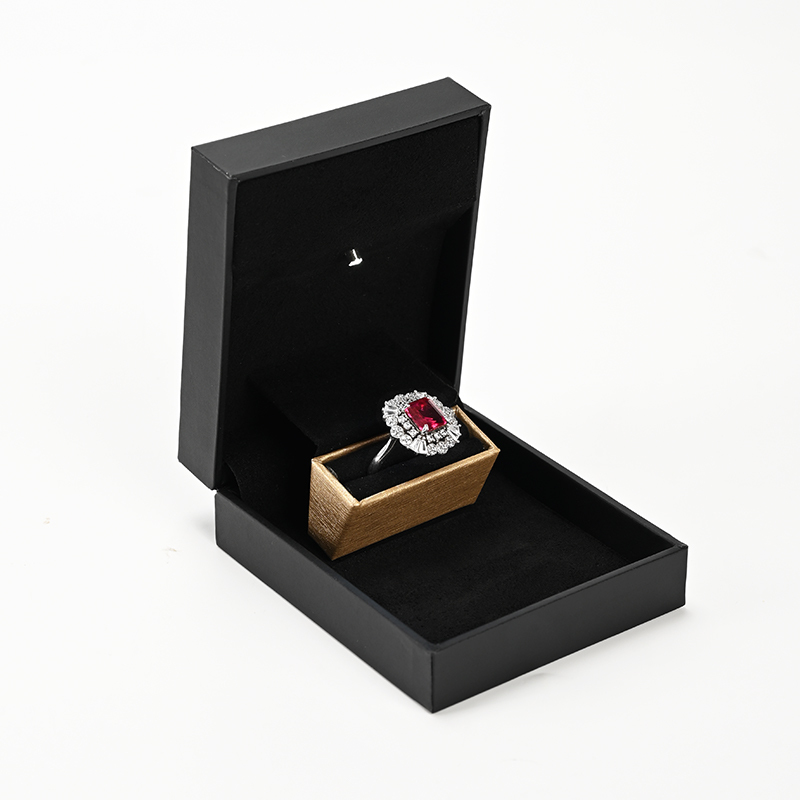 FANXI Custom Black Leatherette Paper Microfiber Ring Box