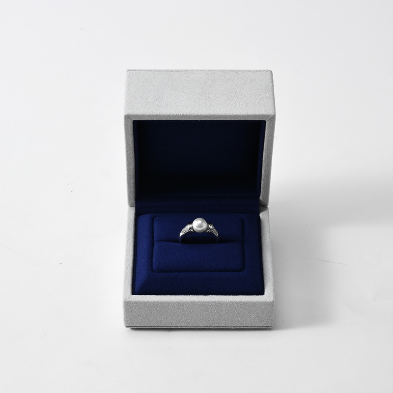 FANXI Custom Blue PU Leather Microfiber Ring Box