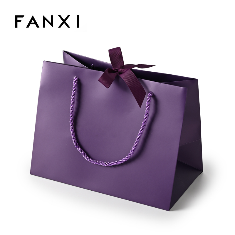 FANXI Custom Purple Paper Jewelry Bag