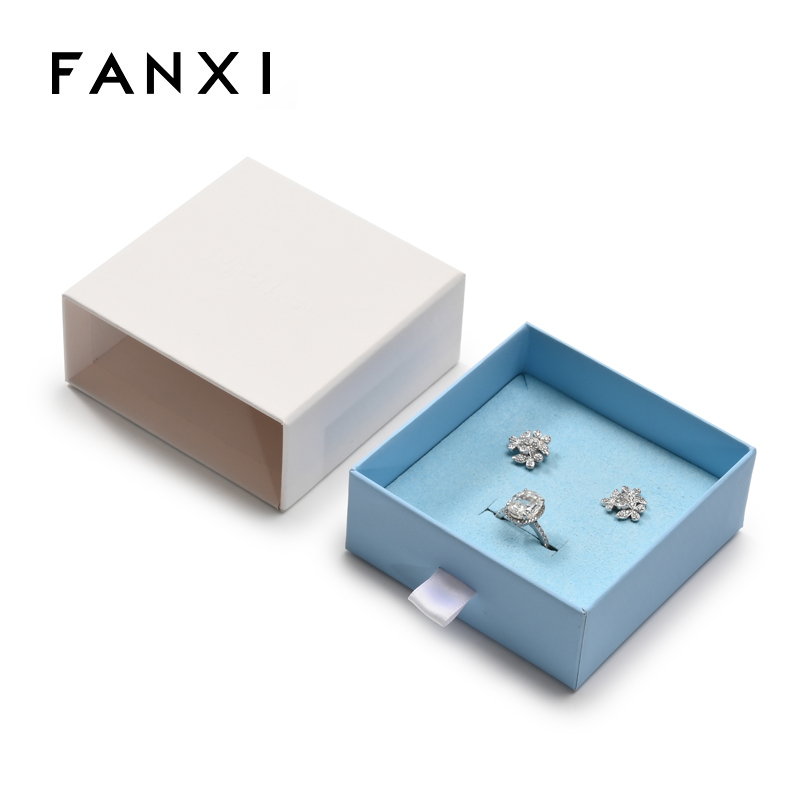 FANXI Custom Blue Leatherette Paper Jewelry Box