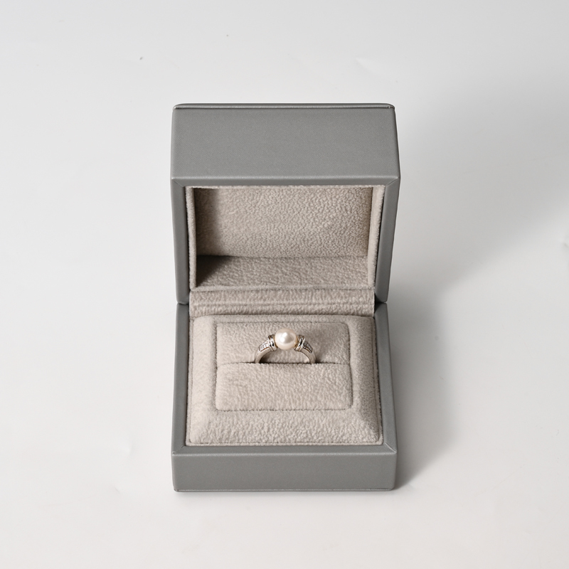FANXI Custom Gray PU Leather Velvet Ring Box