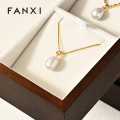 FANXI New Arrival Wood Color Solid Wood Jewelry Box