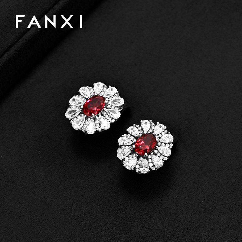 FANXI Luxury Beige PU Leather Microfiber Jewelry Box