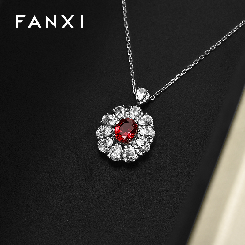FANXI Luxury Beige PU Leather Microfiber Jewelry Box