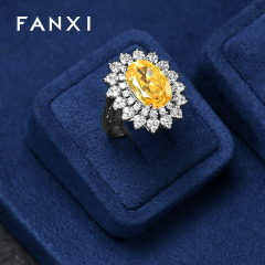 FANXI Luxury Blue Microfiber Metal Jewelry Combination Set