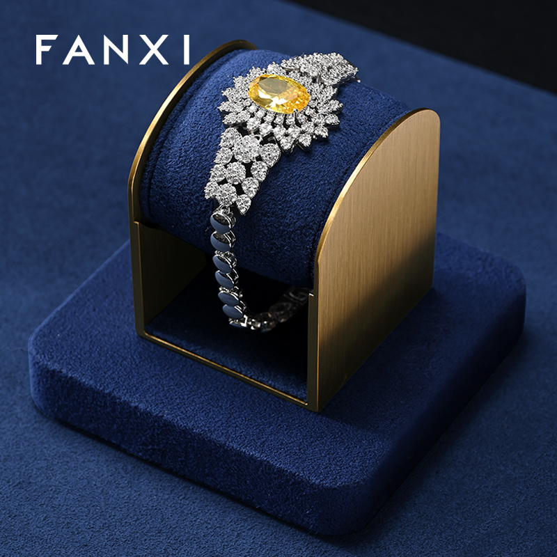 FANXI Luxury Blue Microfiber Metal Jewelry Combination Set