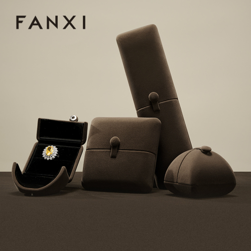 FANXI Wholesale Grey Jewelry Specific Velvet Jewelry Box