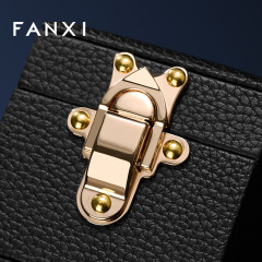 FANXI Luxury Black Leather Velvet Jewelry Box
