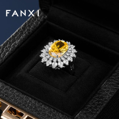 FANXI Luxury Black Leather Velvet Jewelry Box