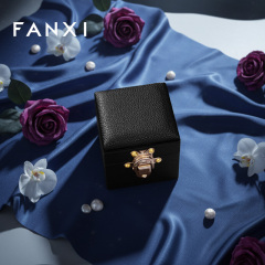 FANXI Luxury Black Leather Velvet Jewelry Box