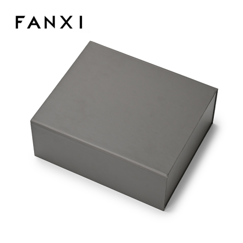 FANXI Custom Grey Leatherette Paper Magnet Box