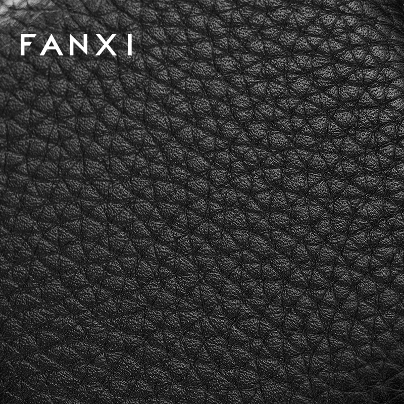 FANXI Luxury Black Leather Velvet Jewelry Box