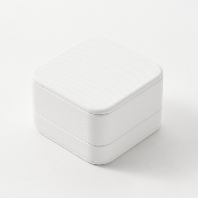 FANXI Custom White PU Leather Suede Ring Box