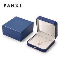 FANXI Custom Beige Blue PU Leahther Velvet Pendant Box