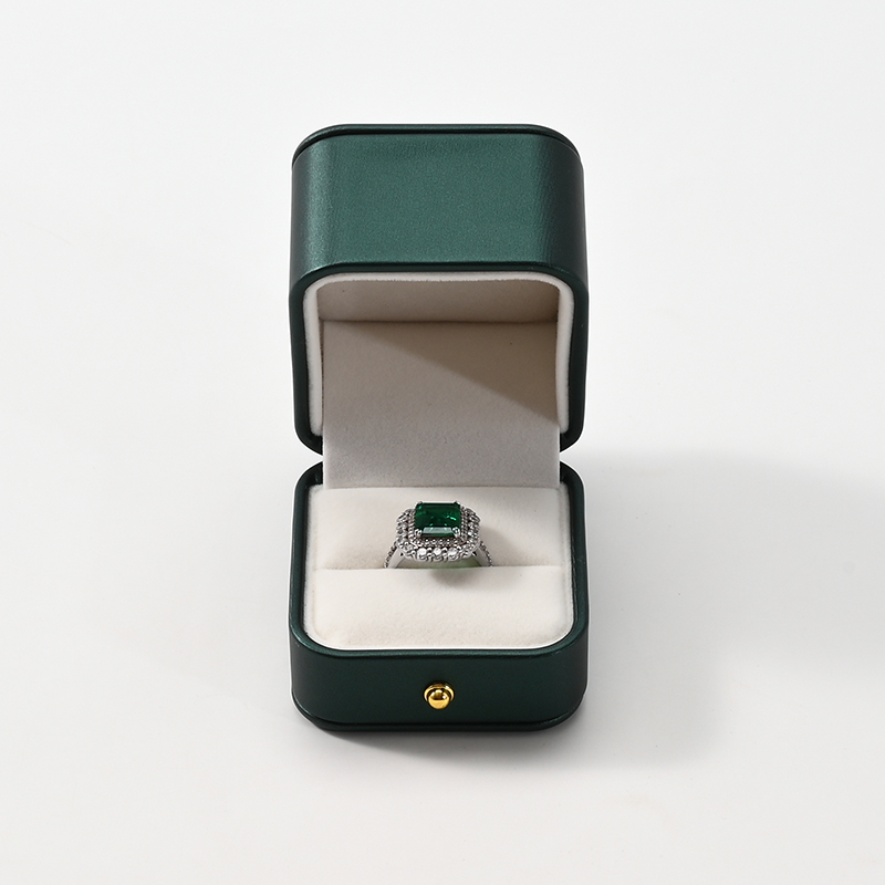 FANXI Custom Green PU Leather Velvet Ring Box