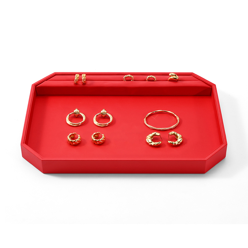 FANXI Custom Red PU Leather Jewelry Tray